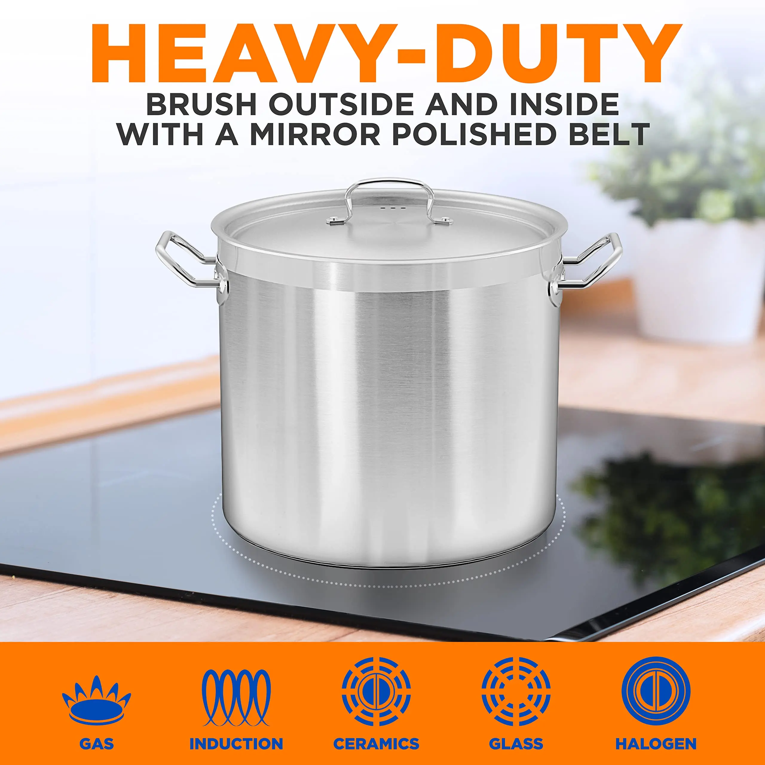 Commercial High Quality 20 Quart Stockpot Big Stainless Steel Stove Industrial Pasta Cooking Pots Stock Pots view 3
