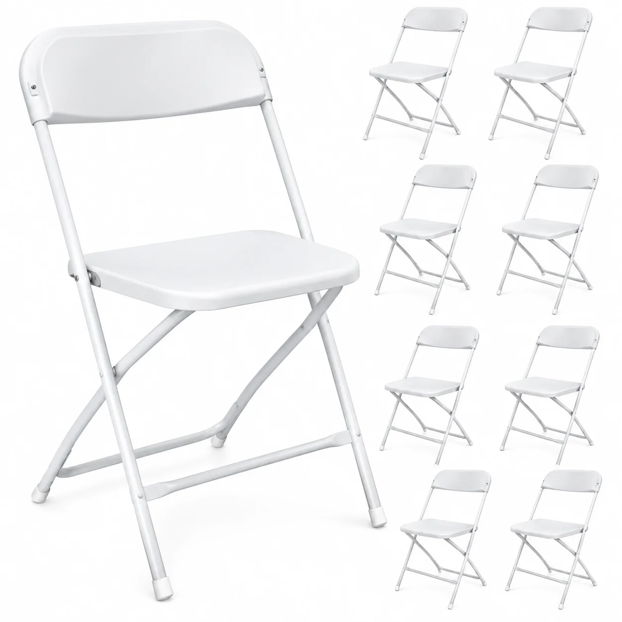 10 Pack Folding Chairs, Plastic Portable Chairs Outdoor Indoor, 350lb Capacity,Portable Event Chair, Lightweight Folding,Black/White