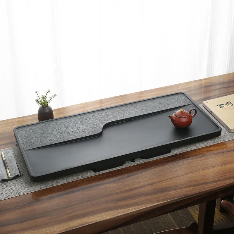 

Stone Luxury Tea Tray Valet Chinese Drainage Kitchen Rectangle Long Tableware Tea Tray Living Room Bandejas Home Decorationgs