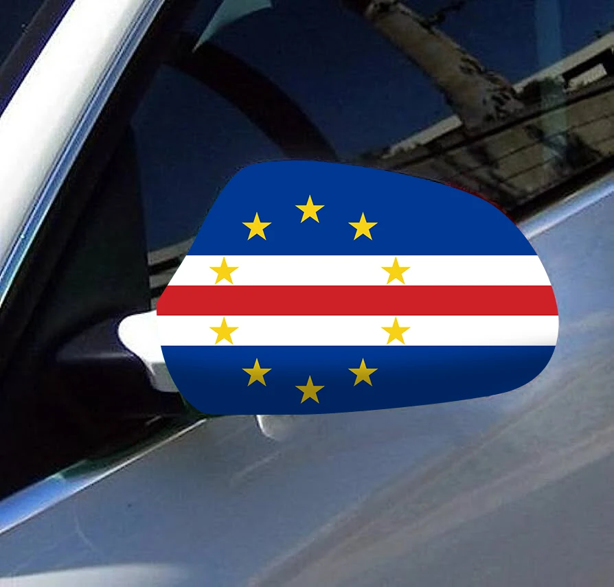Directly Delivery 2 Pcs Free Size Four-way stretch fabric Cape verde Flags Car Mirror Cover