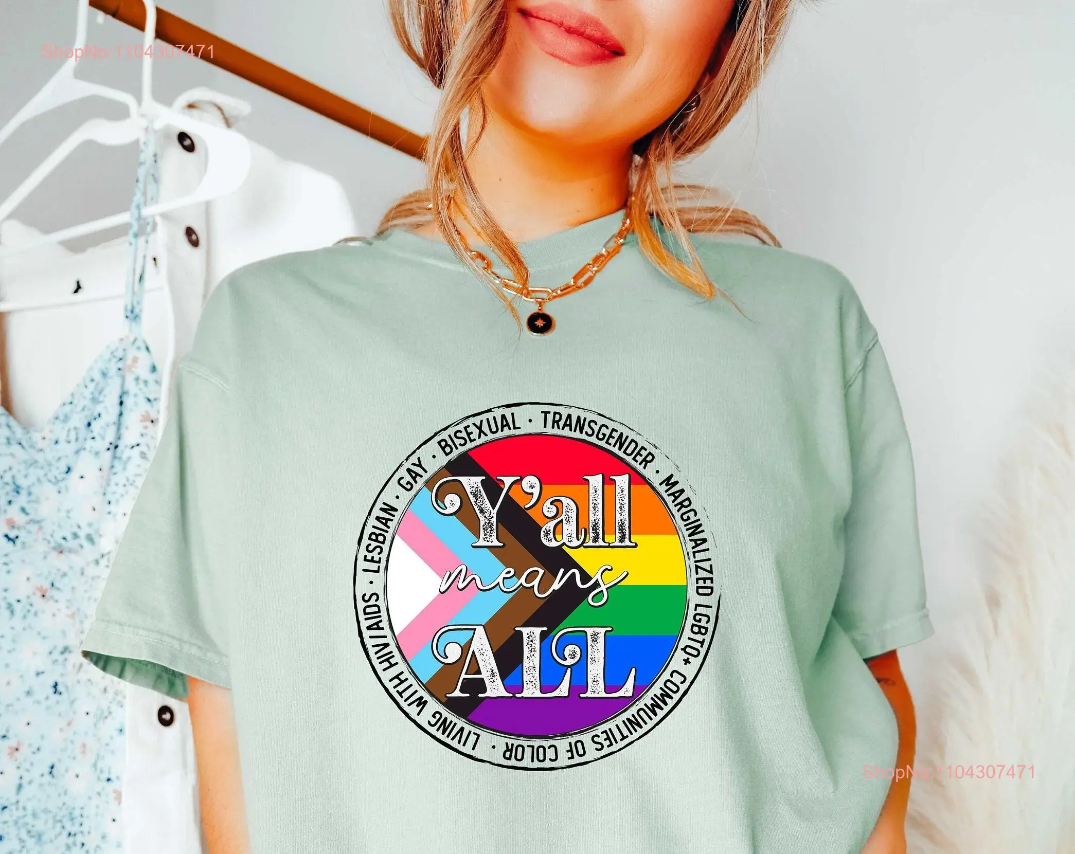 Y'all Means All T Shirt Rainbow Pride Gay Hurts No One Lgbt SupporT long or short sleeves