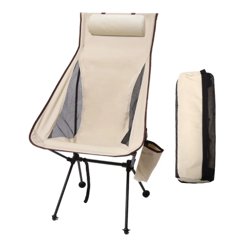 chaise-de-camping-pliable-ultralegere-portable-respirante-avec-cadre-en-alliage-d'aluminium-pour-la-peche-beige