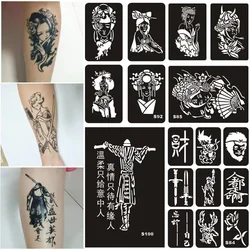 Estênceis de tatuagem de henna reutilizáveis para pintura de dragão, flores, chamas, aerógrafo, modelos diy, braço corporal, pochoir, tatoo legal