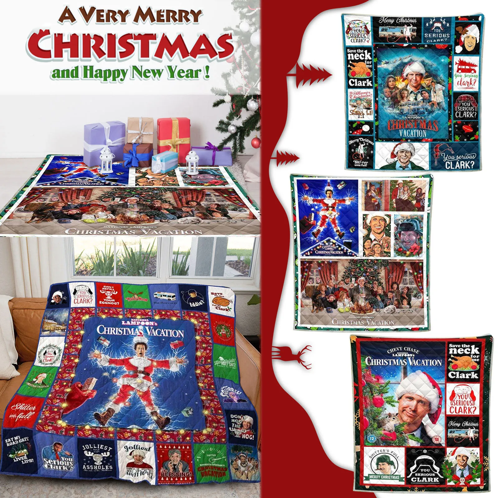 Nationals Lampoons Xmas Vacation Blanket Classic Christmas Carnival Decoration