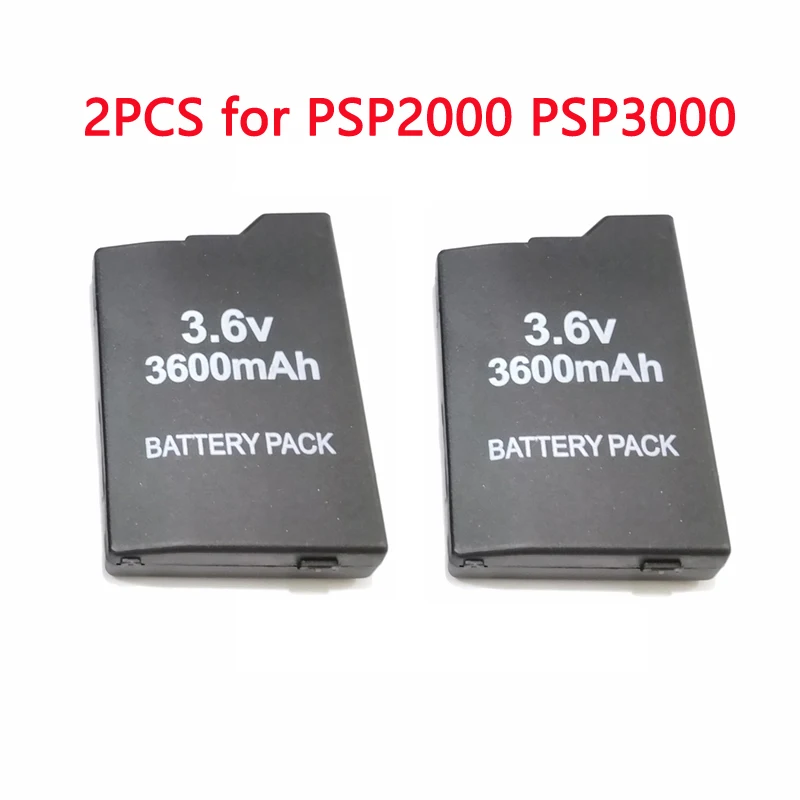 2pcs 3.6V Rechargeable Battery for Sony PSP2000 PSP 3000 2000 Console Gamepad Controller Replacement Lithium ion Battery 3600mAh