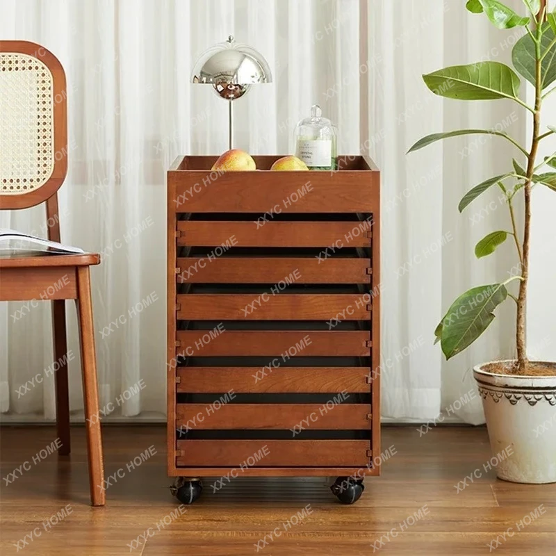 L Retro solid wood chest storage Japanese removable drawer with pulley document and newspaper cabinet