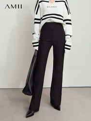 Amii-casual e confortável leggings femininos, leggings de lã bordados, emagrecimento, preto, inverno, 12424095, 2024