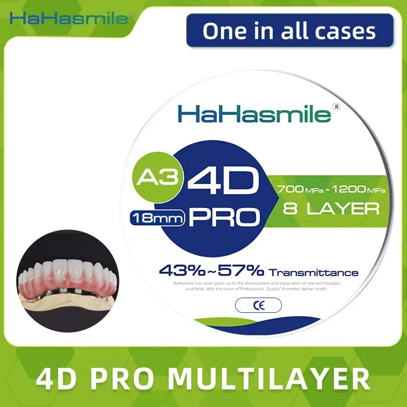 4D Pro Multilayer Zirconia Blocks 98-A3 For Porcelain Teeth High Transmittance 43%-57% High Quality Zirconia Discs For Dental