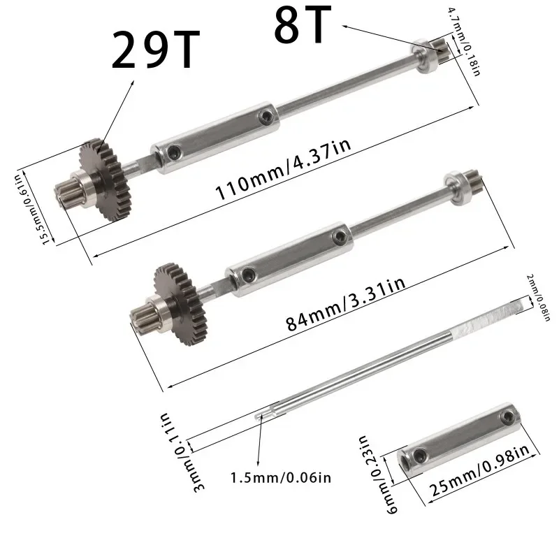

Metal gear adjustable central axis 96mm-122mm adjustable range For Wltonys 1:28 K989 284131 284161 284010 RC Car accessories