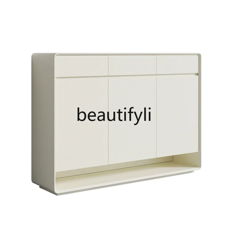 

Large-capacity modern simple entrance cabinet at home entrance, living room entrance cabinet, cream wind solid wood shoe rack