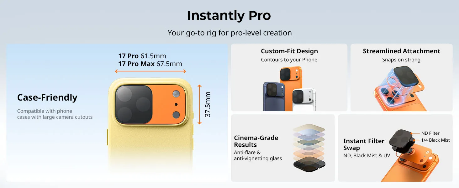 SmallRig Square ND & Black Mist Filter Kit für iPhone 17 Pro und iPhone 17 Pro Max, 3 Farben zur Auswahl mit ND2/4/8/16/32 & Halterung – Detail 7