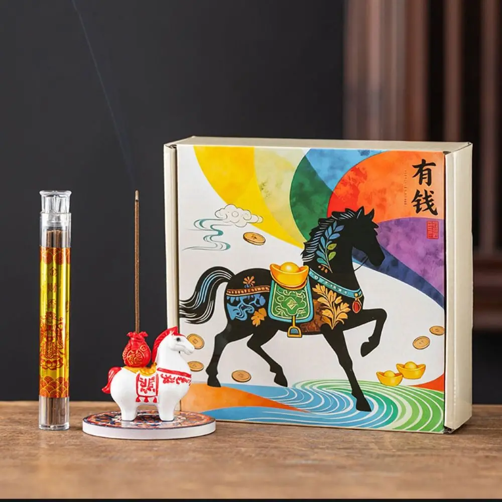 Funny Zodiac Pony Incense Burner Pony Shape Resin Incense Stick Holder 2026 Horse Year New Year Ornamental Cense Holder