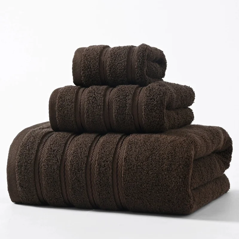 

Home Hand+Face+Bath Towel Bundle Set,Cotton Terry Thicken Absorbsent Washcloth Hotel Bathroom Adult Man 3pcs Gift Towels Set