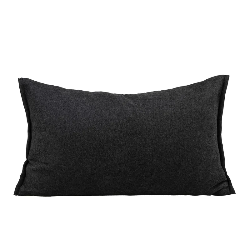Black And White Cotton-Linen Textured Belt Orange Leather Decorative Pillow Cover for Designer Room Stylish Home Decor Accent