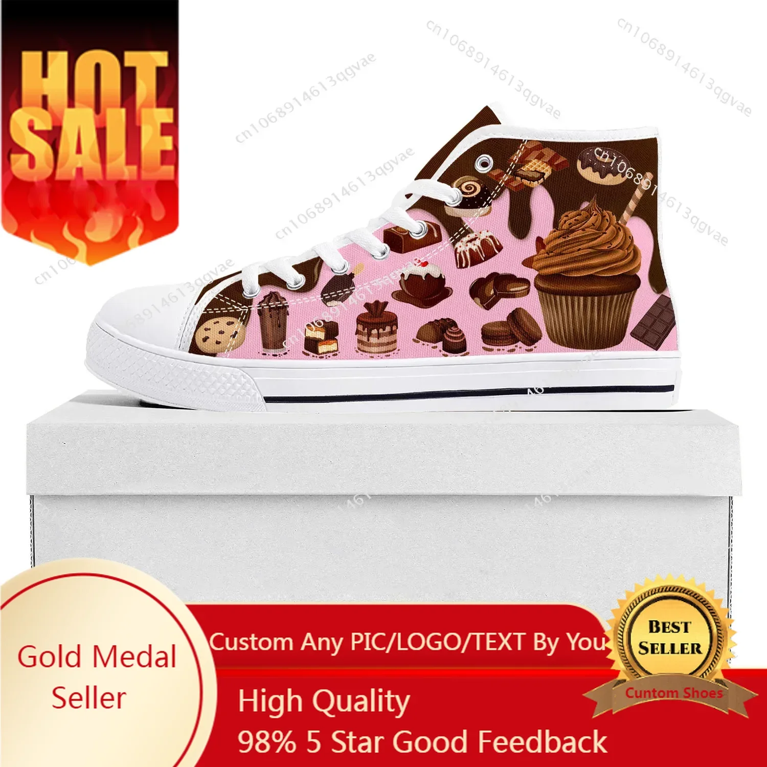 

Cartoon Cake Chef High Top High Quality Sneakers Mens Womens Teenager Canvas Sneaker Casual Couple Shoes Custom Made Shoe White
