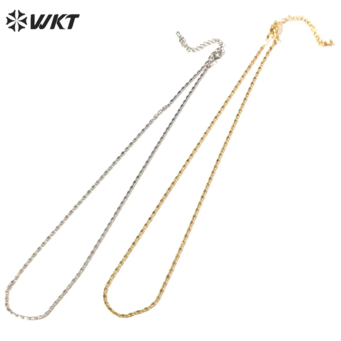 

WT-BFN035 WKT Trend Lock Shape Stitching Silver Plated Gold Plated Yellow Brass Chain Necklace Men Ladies Universal Jewelry