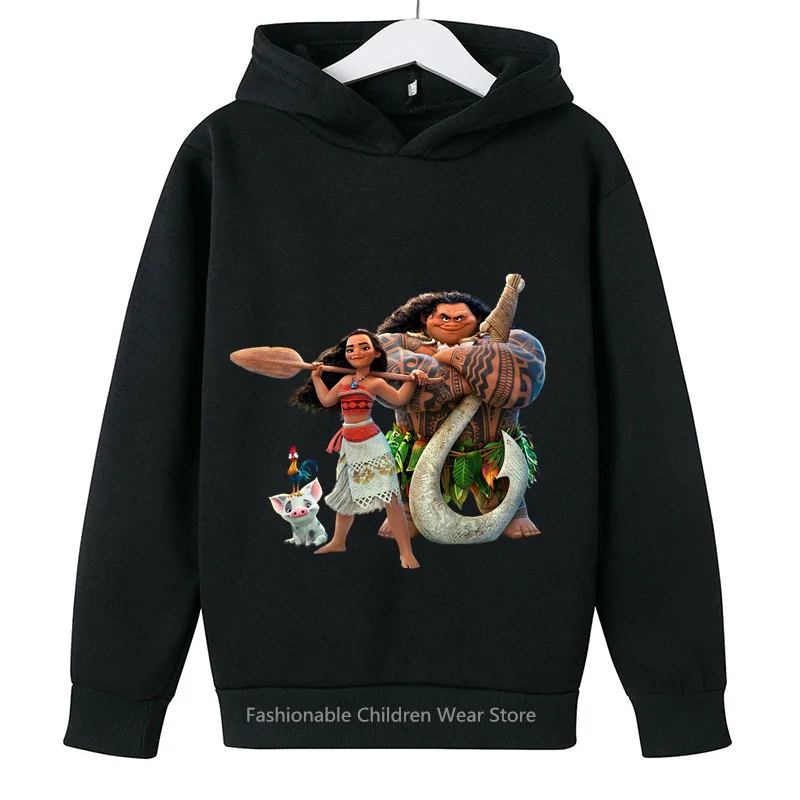 Trendsetting 2024 Disney Moana Hoodie - Cute Ocean-Themed Cartoons, Casual Korean Fashion for Kids' Everyday Adventures