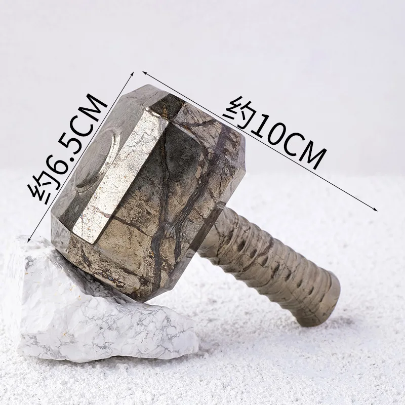 Natural Crystal Pyrite 10cm Hammer Sculptures Ornaments Metal Decorative Handicrafts and Gifts for Home and Office Desktops