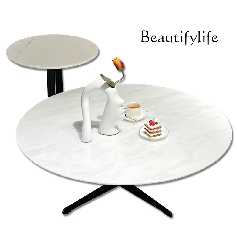 

Imported Kali ice jade natural luxury stone coffee table round modern simple light luxury marble coffee table