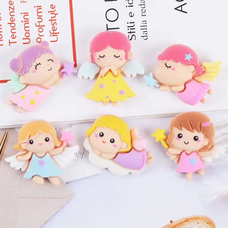 12pcs Resin Flatback Miniature Cartoon Angel Cabochon Kawaii Flat Cabochons DIY Craft Decoration Jewelry Accessories