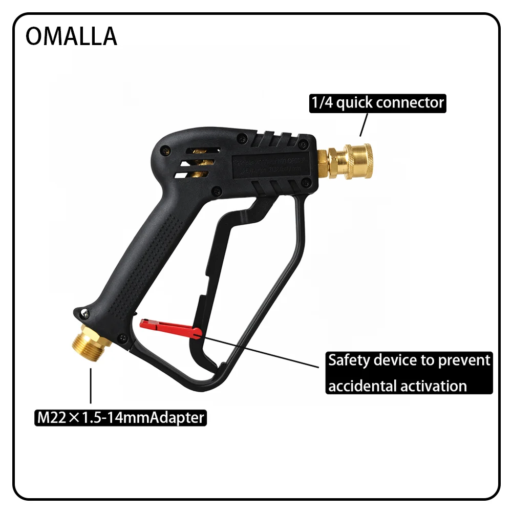 ปืนฉีดน้ําแรงดันสั้น OMALLA ขั้วต่อด่วน 1/4"+หัวฉีดห้าหัวที่มีเอฟเฟกต์ต่างกัน