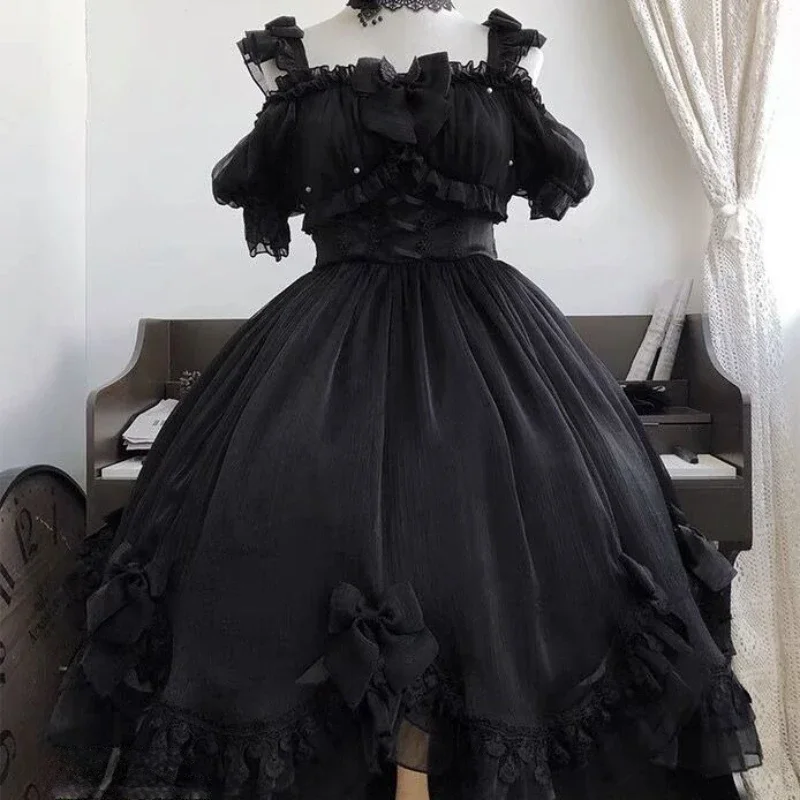 

Coalfell Original Solid Color "Swan's Death" Lolita JSK Dress Women FS Full Set Lolita Vestido Fairy Dress Birthday Party Dress