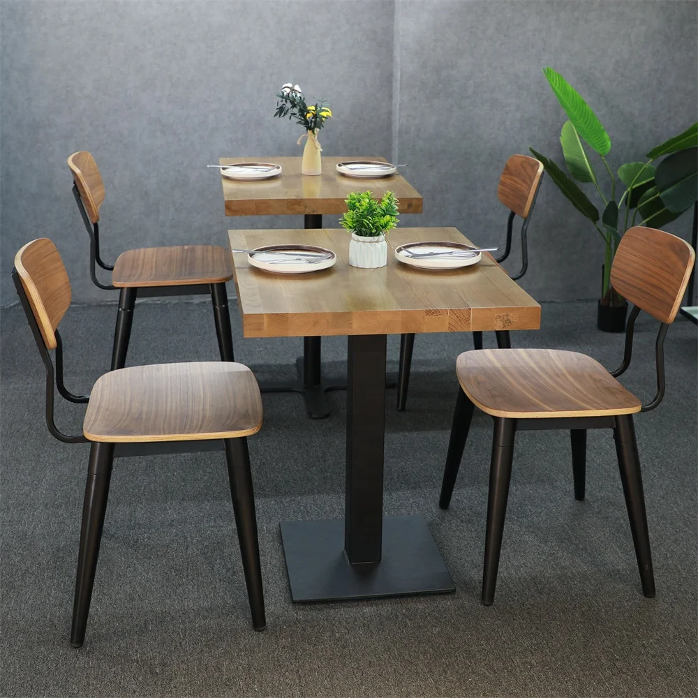 

Industrial Fast Food Cafeteria Restaurant Furniture Suppliers Cafe Shop Dining Table and Chairs Set for Pizzeria