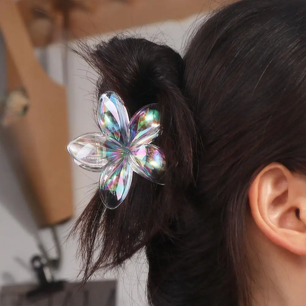 Hairpin Flower Hair Clip Grab Clip Plastic Transparent Hair Clip Beach Headwear Korean Style Large Hair Claw Vacation