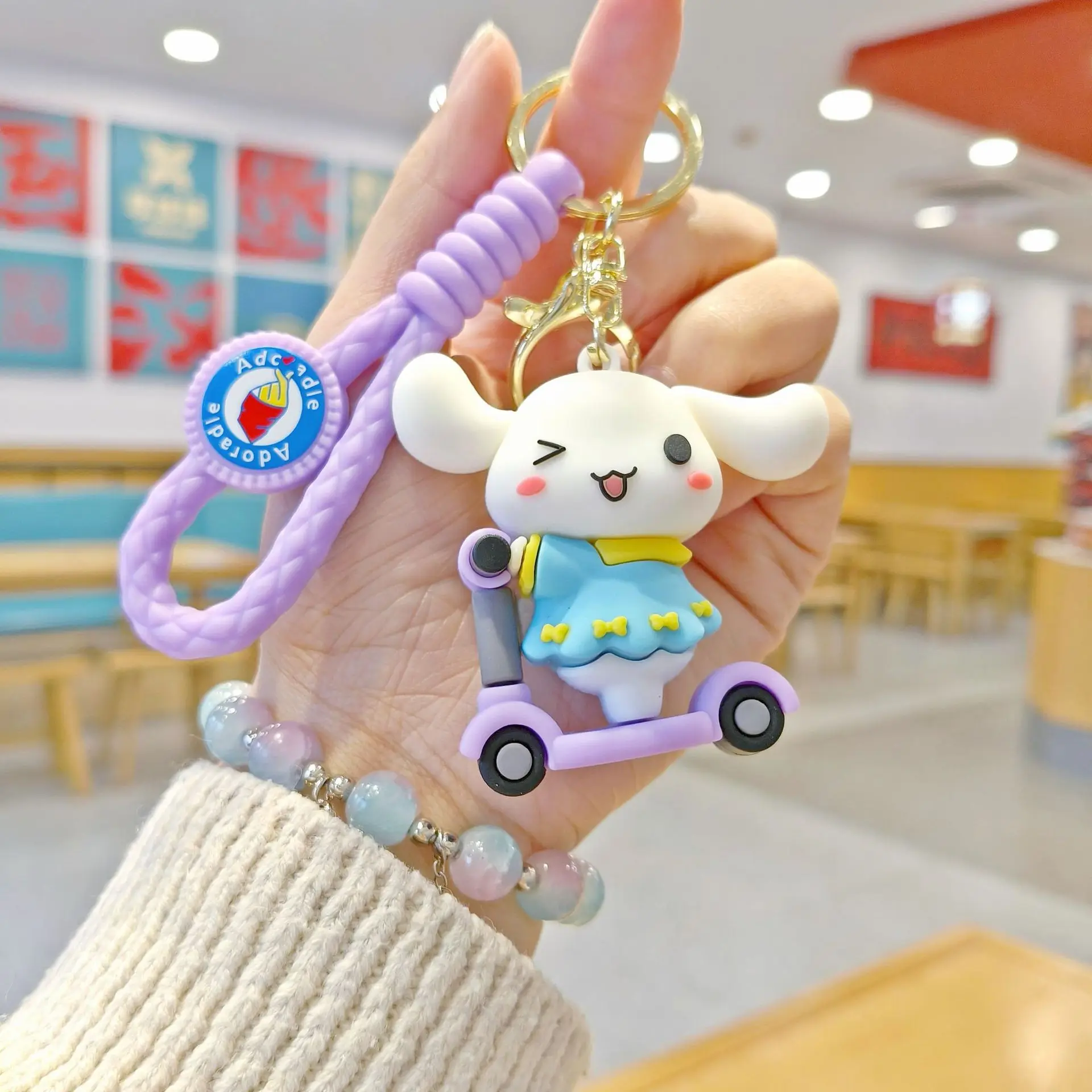 سانريو Kawaii كورومي لطيف مرحبا كيتي المفاتيح الكرتون أنيمي ميلودي مفتاح سلسلة سينامورول ظهره قلادة الاطفال هدايا عيد الميلاد