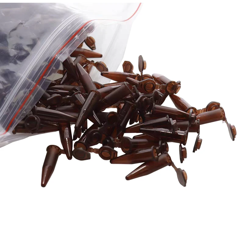 500pcs 1.5ml Container for Laboratory Sample Specimen Storage Bottles Micro Brown Test Tube Centrifuge Vial Snap Cap