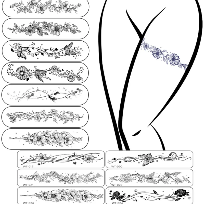 

Sexy Leg Tattoo Stickers Semi Permanent Fruit Juice Tattoo Decals Decorations Waterproof Body Art Transfer Tattoos