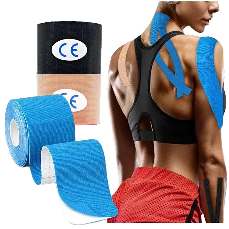 2.5-10cm Sports Kinesio Tape Muscle Kinesiology Elastic Knee Pain Relief Strain Patch Athletic Recovery Stickers Fitness Bandage