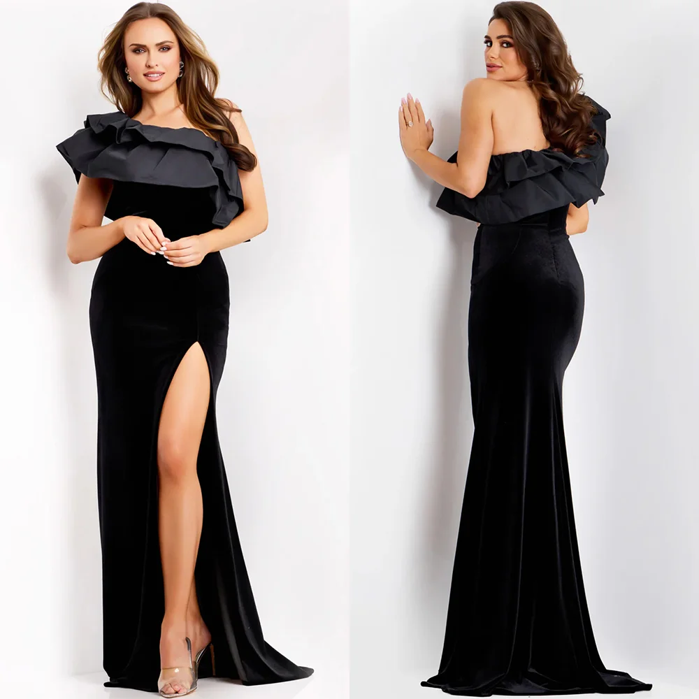 

Элегантные классические джерси с рюшами и складками на одно плечо, длинные платья русалки на заказ, платья для особых случаев, доступны размеры в стиле ретро