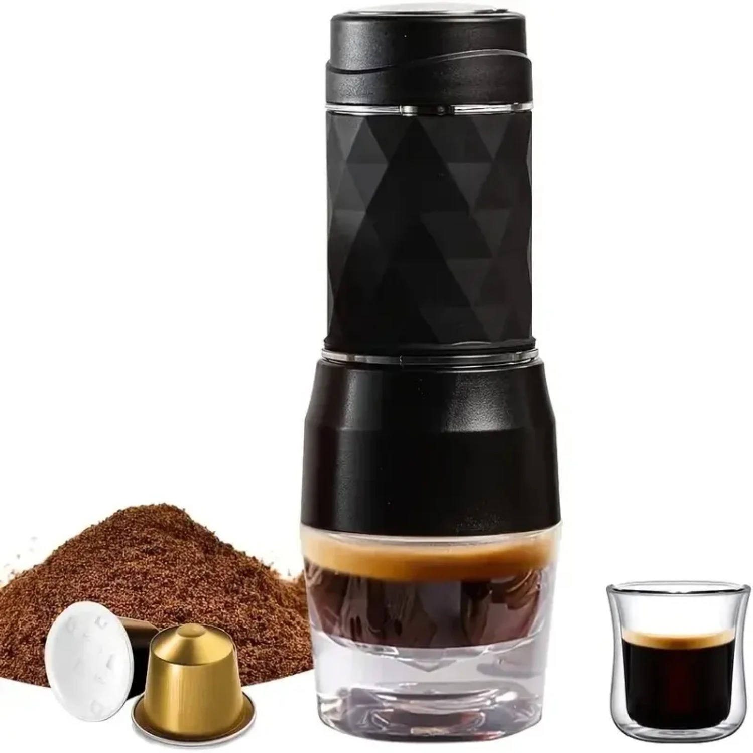 Nuova macchina da caffè portatile compatta a pressione manuale Mini Espresso Capsule per viaggi-Perfect On-the-Go Brewing con manuale compatto