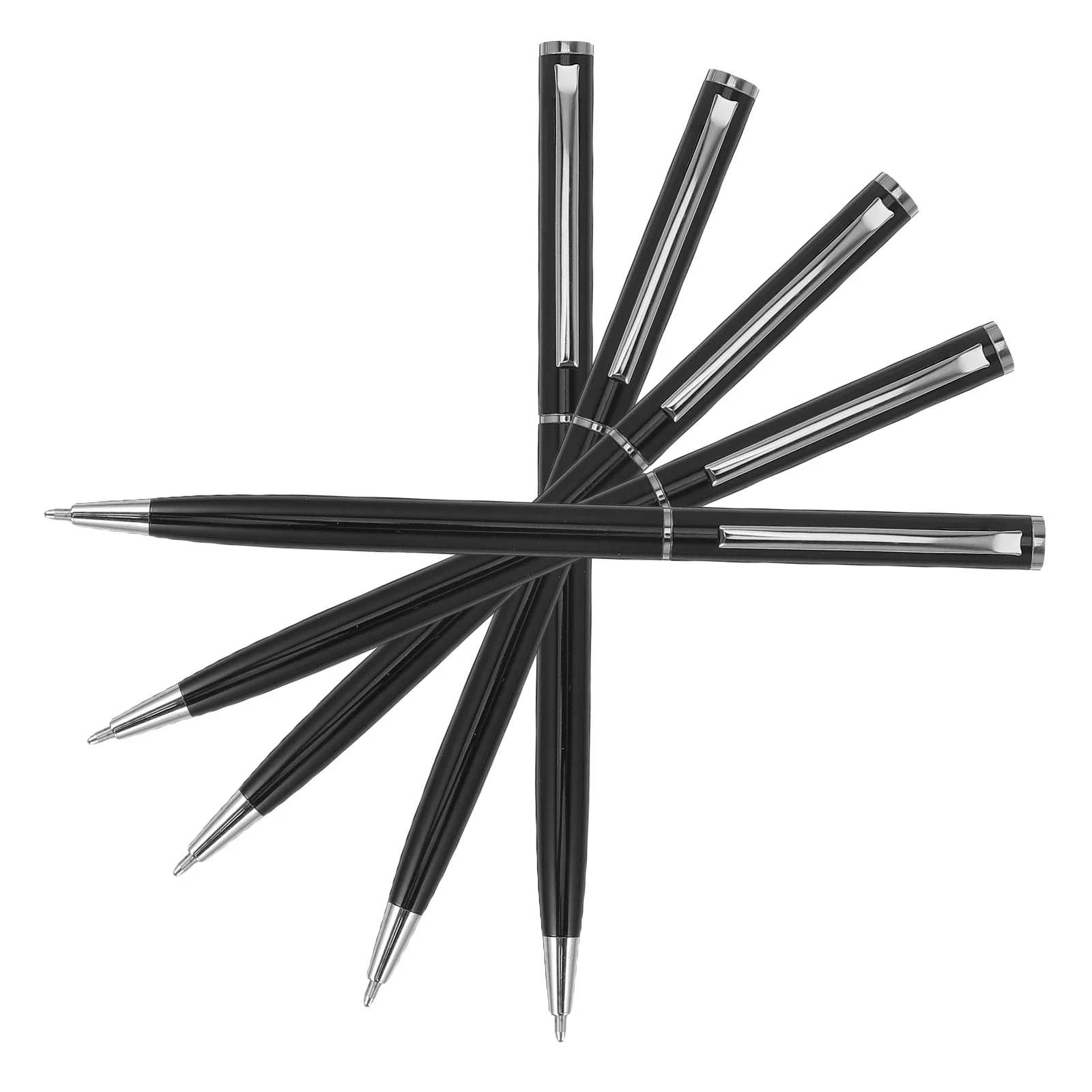 

5Pcs Business Metal Ballpoint Pen Rotary 360 Refillable Design Smooth Writing for Office Meetings Journaling