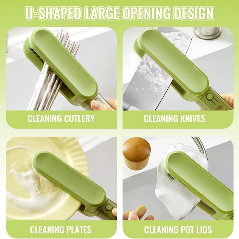 1PC 4 In 1 Knife Washing Brush 2 Colors Double-Sided Brush Kitchen Utensils Chopsticks Forks Cleaning Brush Knife Grinding Tools