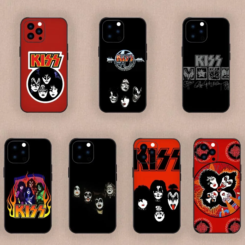 KISS Band Phone Case For iPhone Mini 11 12 13 14 15 Plus Pro Max XR XS Black Shell