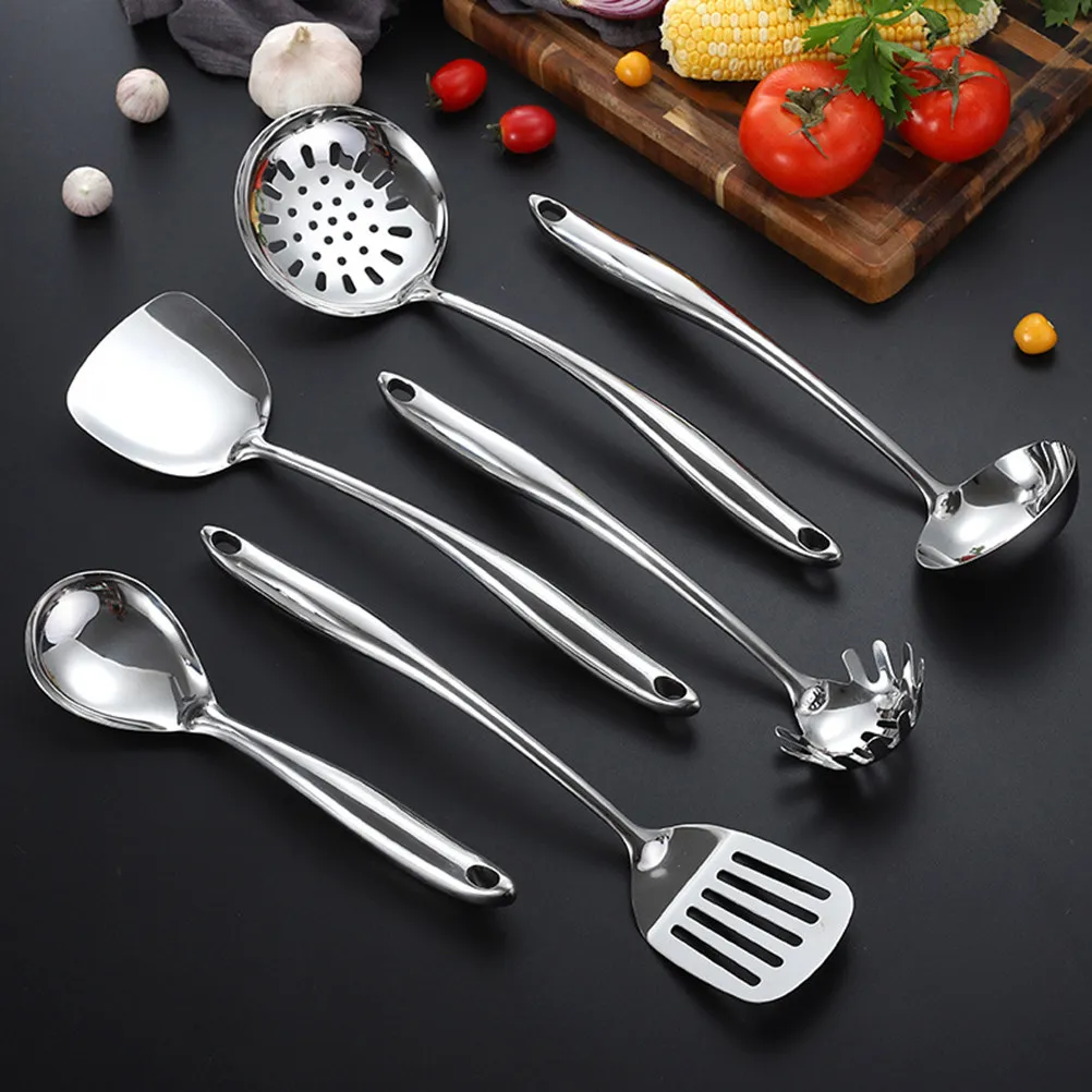 Premium Stainless Steel Pasta Server with Hollow Long Handle Heat Resistant Non Stick Cooking Utensil for Kitchen Cookware