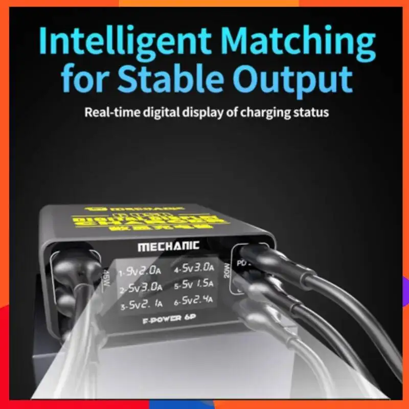 

MECHANIC F-Power 6 Digital Display 6 Ports Fast Charging Station For Mobile Phone Tablet Laptop Camera Fast Charging Tools