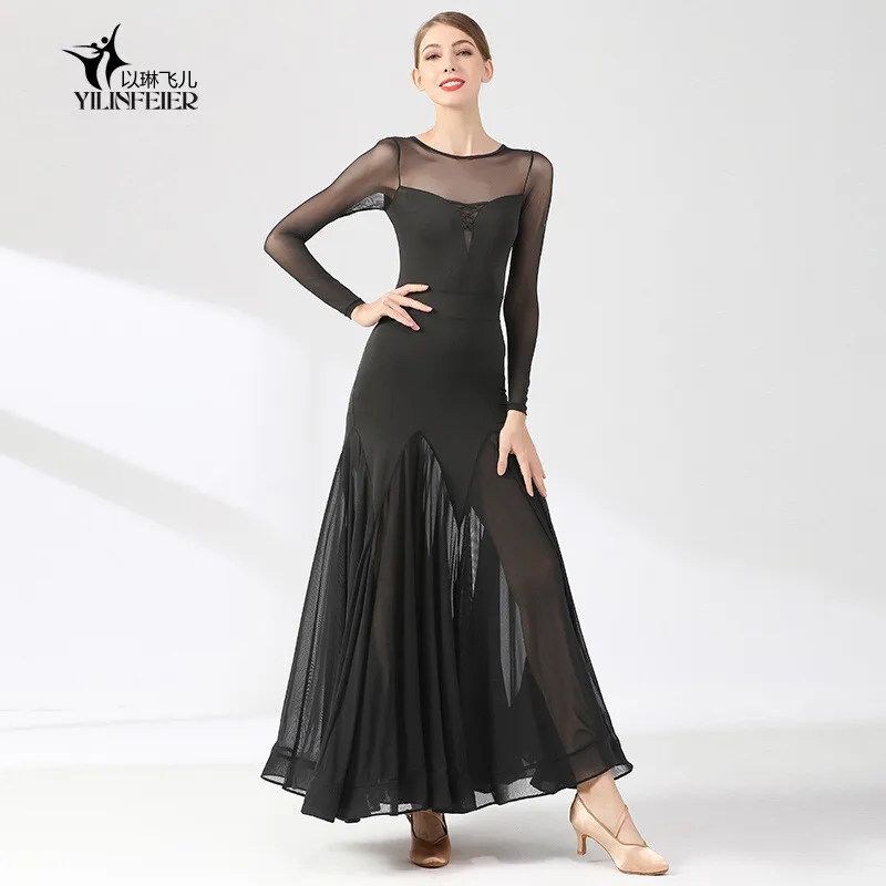 

2025 NEW Ladies Latin Ballroom Modern Tango Waltz Dance Dress Long Standard Dress S9073 competition dresses prom dress
