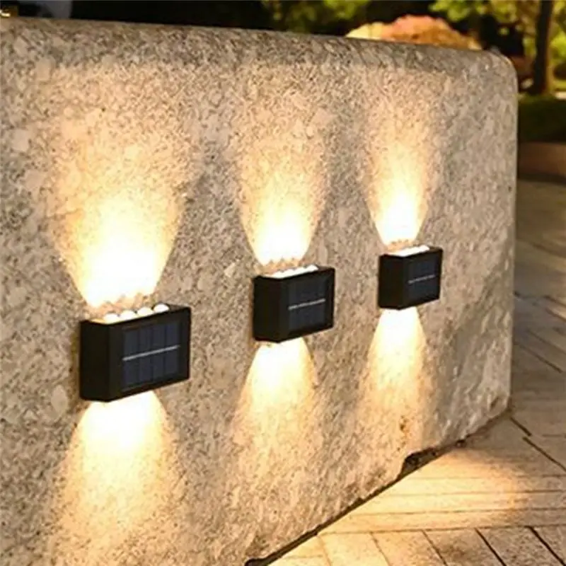 [B17B!】 8 LED Solar Wall Lamp Outdoor Waterproof Up & Down Luminous Lighting Garden Solar Lights Stairs Fence Sunlight Lamp