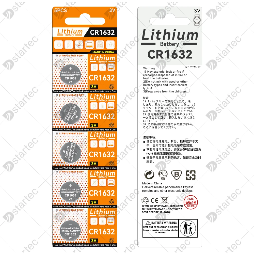 CR1632 CR 1632 Lithium Batteries For Toys Clock Watch Remote Control DL1632 BR1632 CR1632-1W LM1632 ECR1632 3V Button Coin Cell