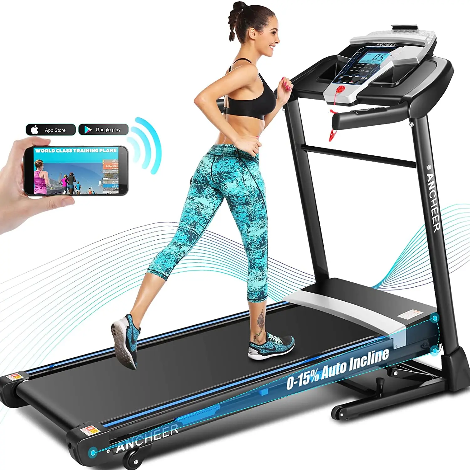 

STLF SHULI Fitness Home Folding Auto Incline Treadmill with Pulse Sensors 3.0 Quiet Motor 300 lbs Capacity Treadmill