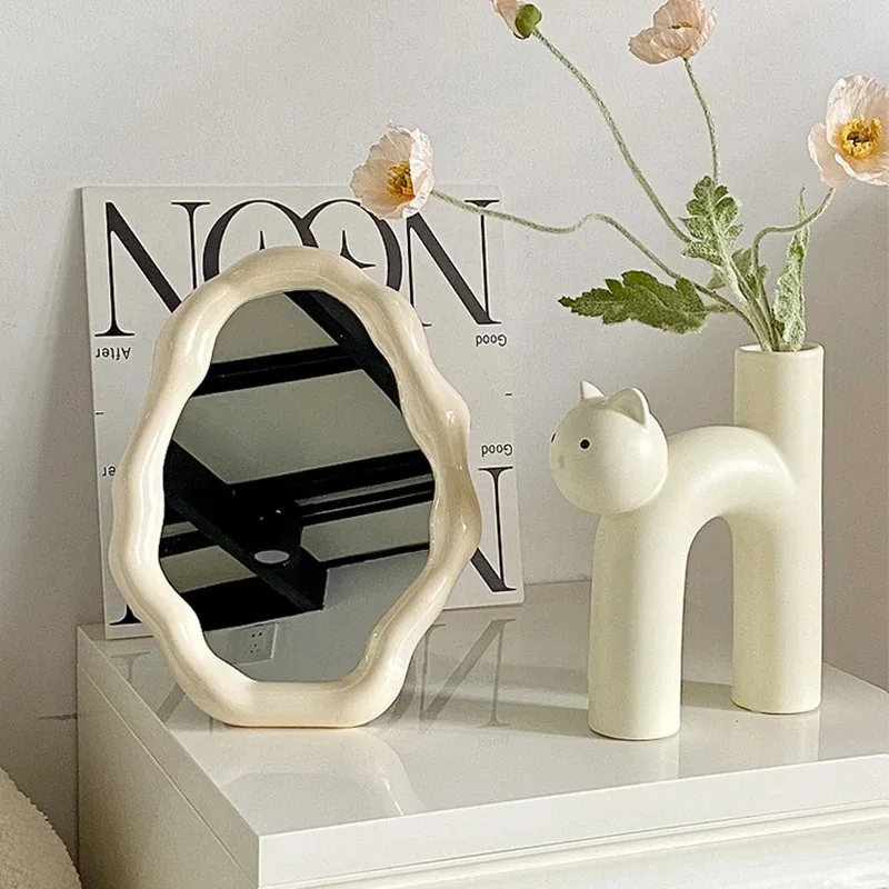 

Makeup Hanging Mirror Living Room Link Metal Korean Frame Length Desktop Creative Mirror Floor Ozdoby Do Pokoju Home Products