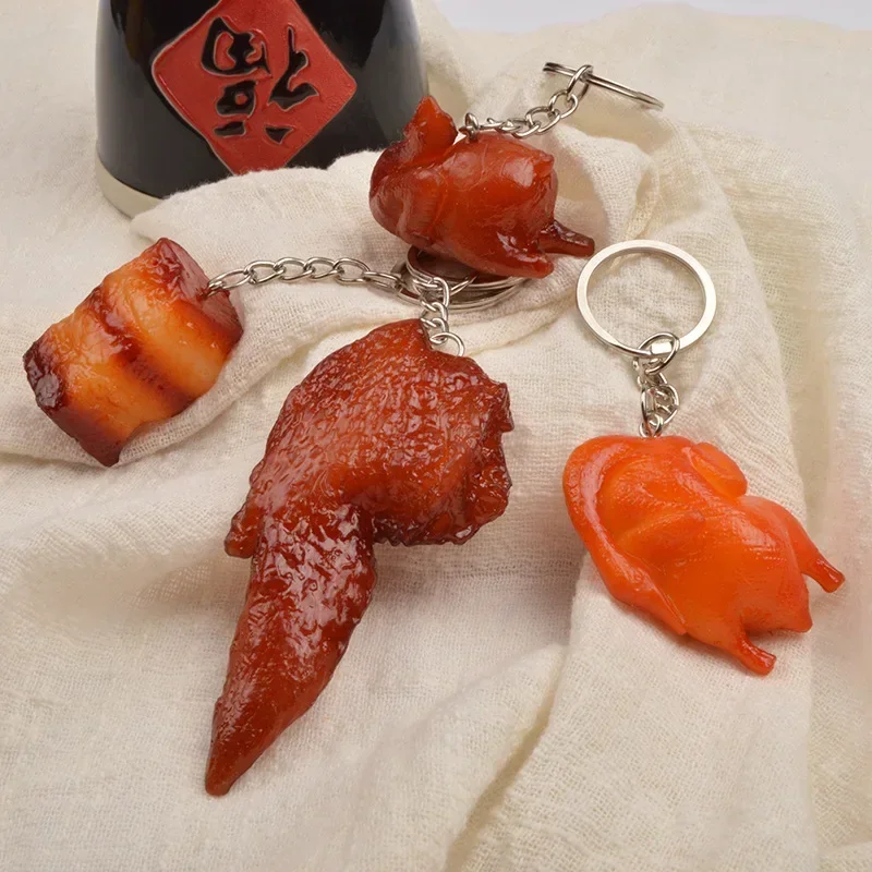 Chaveiro de comida simulada mini pingente de carne asas de frango pernas de frango pingente de mochila brinquedo infantil presente de natal