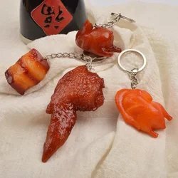 Simulated Food Keychain Mini Meat Pendant Chicken Wings Chicken Legs Schoolbag Pendant Children's Toy Christmas Gift