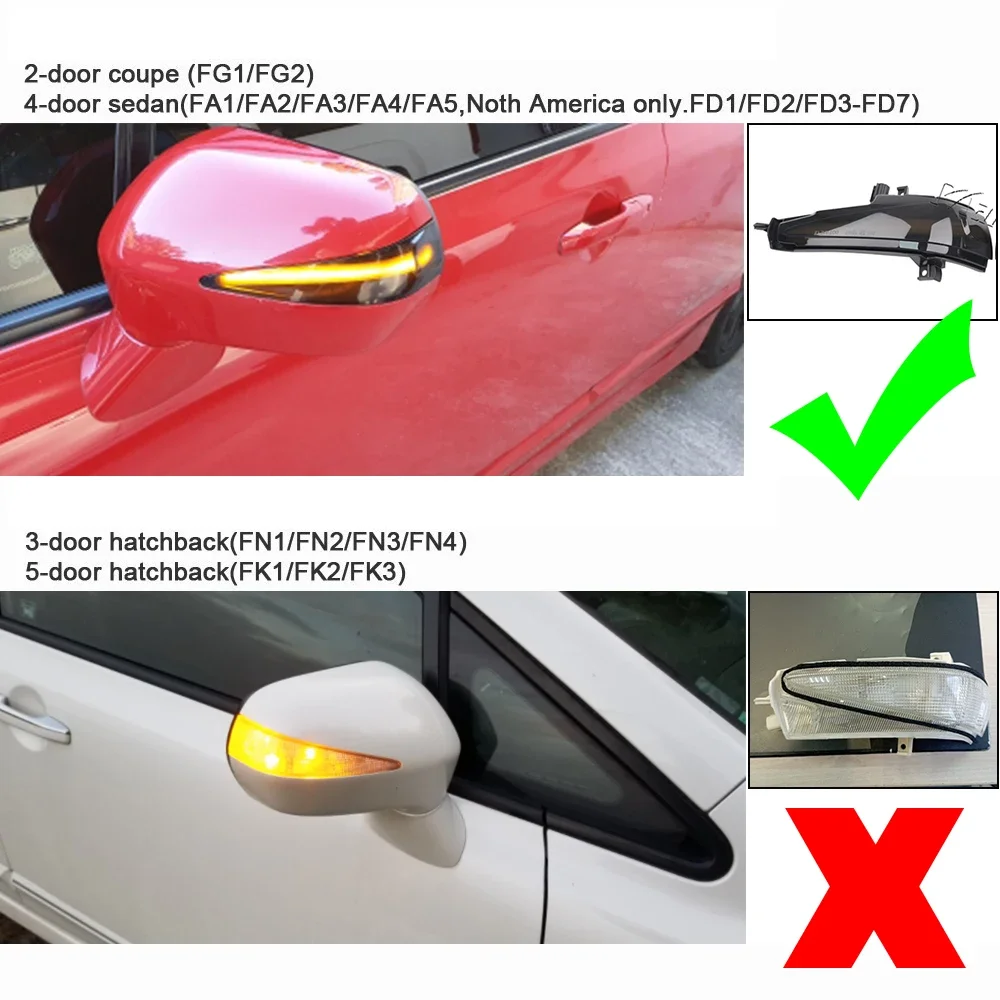 2x para honda civic 8 sedan fa fd coupe fg1 fg2 mk8 fa1 fa2 fa3 fd1 fd2 3 4 5 2 pçs dinâmico led turn signal light pisca espelho