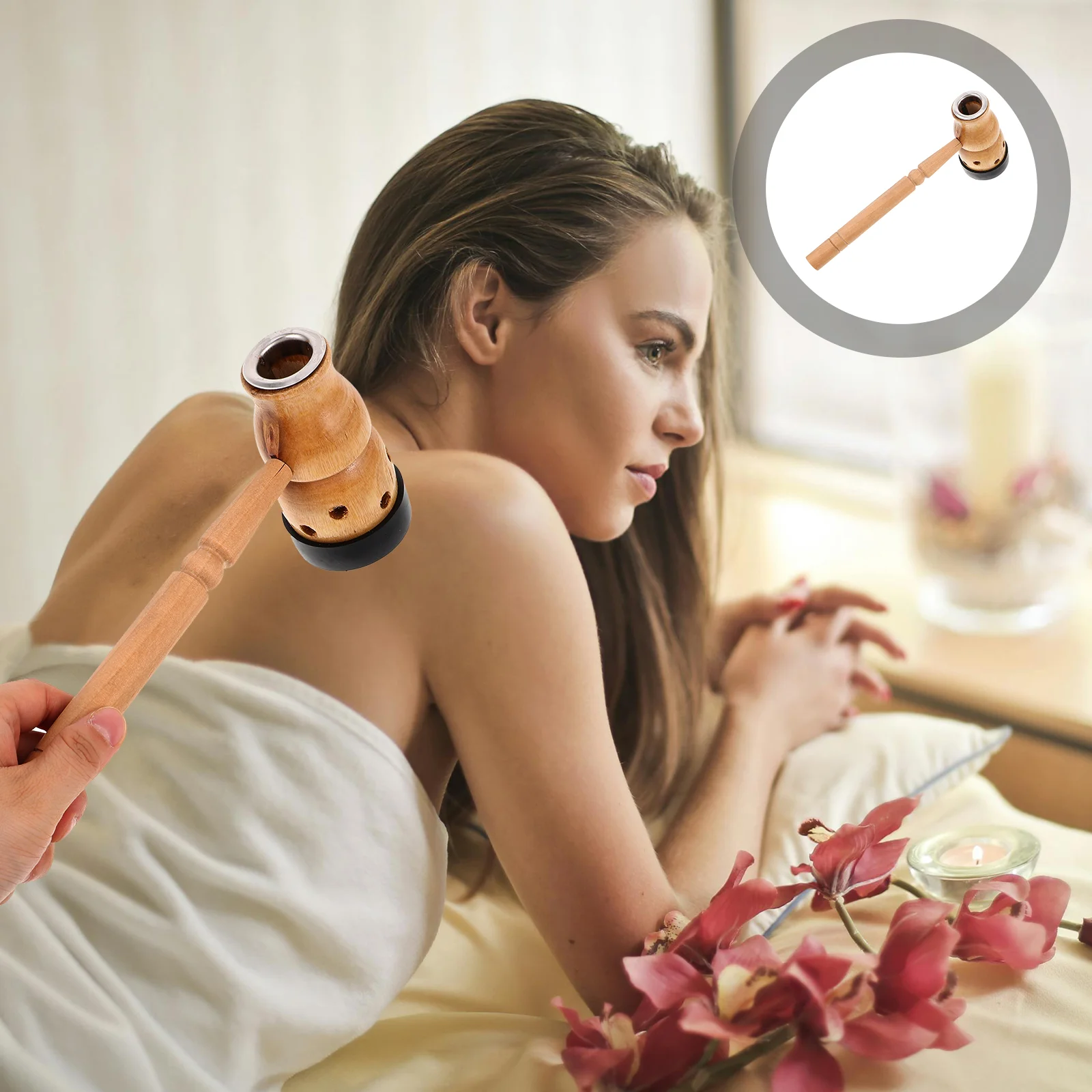 

Calabash Moxibustion Box Handheld Wooden Stick Holder Traditional Mugwort Equipment Portable Home Use Full Body Therapy