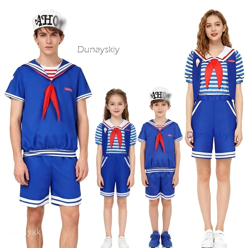 

Steve Robin Cosplay ice cream parlor Uniforms TV Sailor Style Strange Clothing Dress up Costumes Women Mens Halloween Carnival