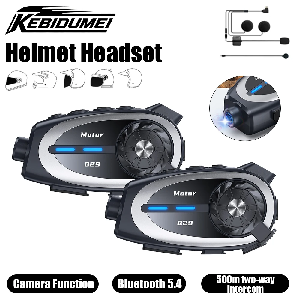 

KEBIDUMEI Q29 гарнитура для шлемов 1080P Dashcam Bluetooth динамик мотоциклетный домофон беспроводной WIFI видеорегистратор аксессуары для мотоциклов